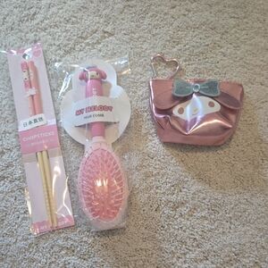 Pink Hair Comb and Accessory Set